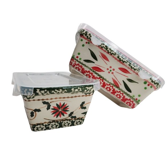 Temptations Holiday Baking Dishes Set 12 Oz Lidded by Tara PD22 - Picture 2 of 10